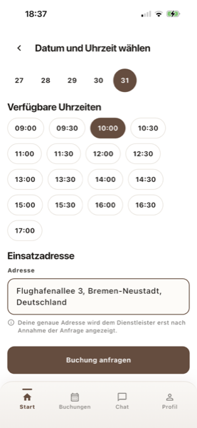 Casalon App: Termin, Uhrzeit und Adresse in unter einer Minute buchen