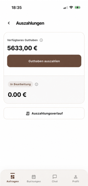 Casalon App: Guthaben einsehen und Auszahlung anfordern
